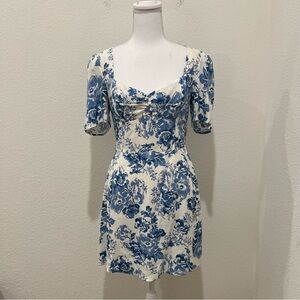 Reformation Brittany Floral Blue & White Mini Dress Sz 6